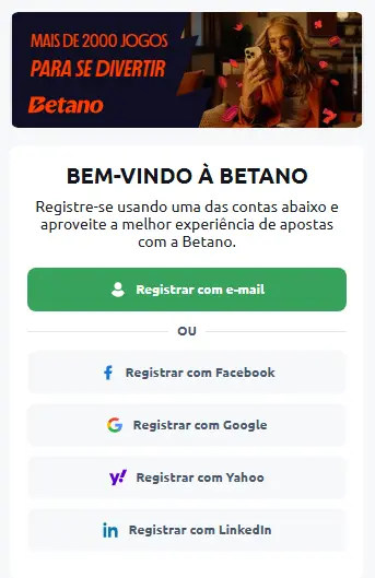 Registo como Membro no BETANO PT
